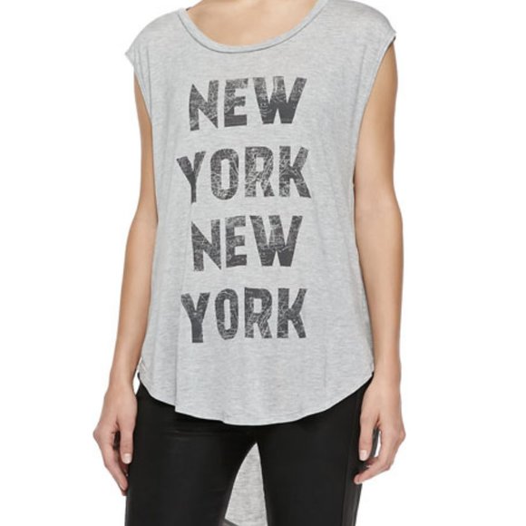 Haute Hippie New York Graphic-Print Cap-Sleeve Tee - Picture 1 of 6